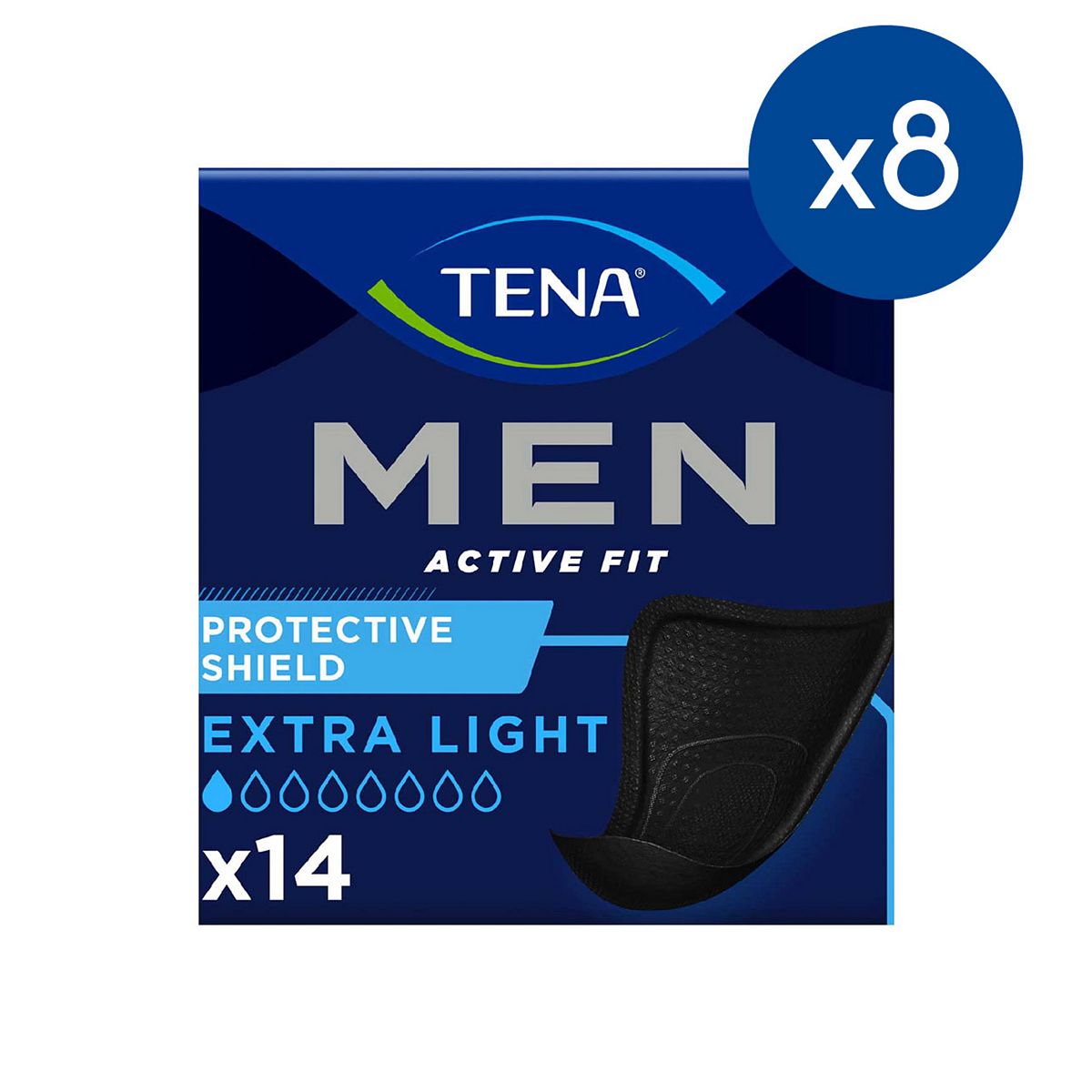Tena Men Incontinence Protective Shield - Extra Light 8 Packs Of 14 Bundle