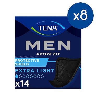 TENA Men Incontinence Protective Shield -  Extra Light - 8 packs of 14 Bundle