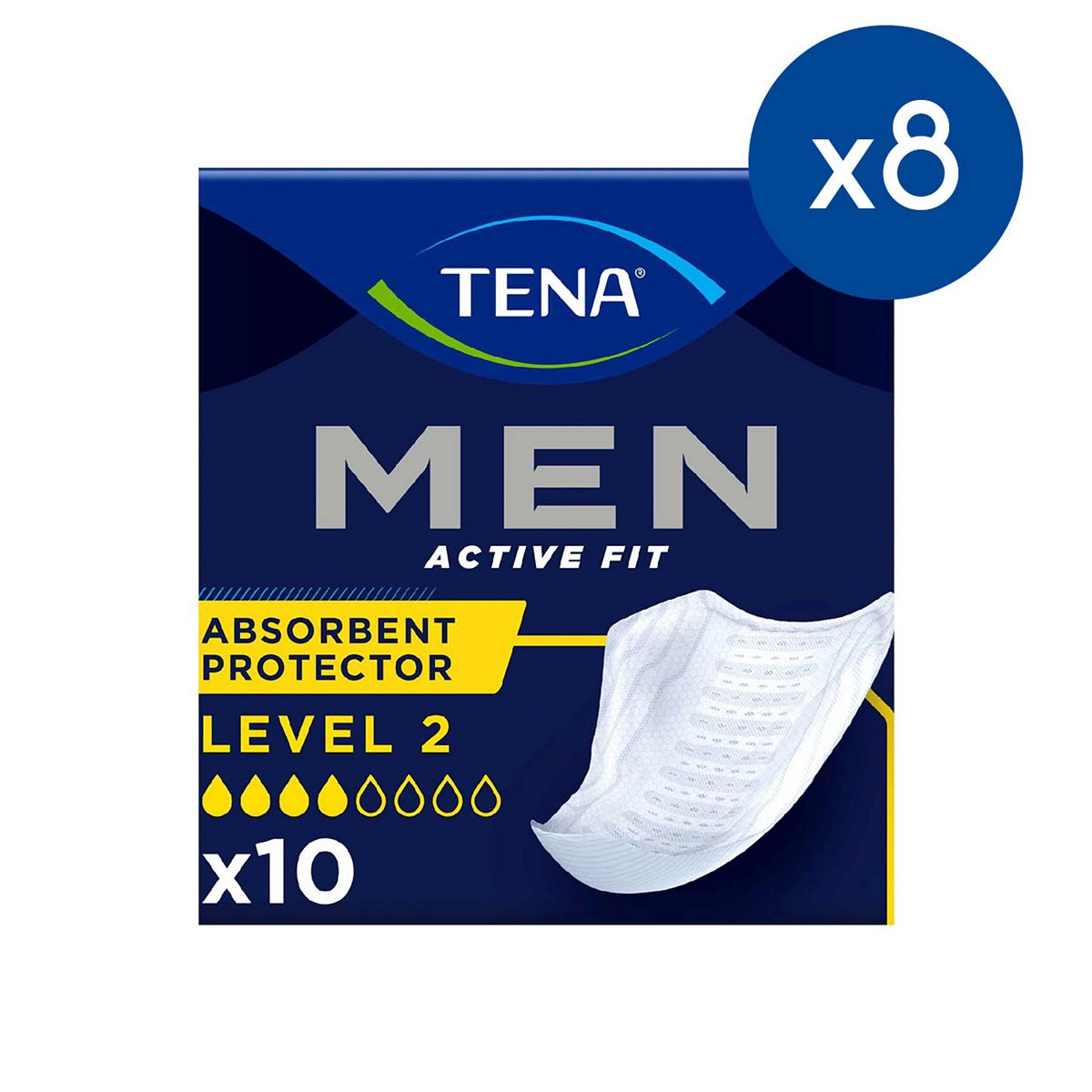 Tena Men Level 2 Incontinence Absorbent - 8 Packs Of 10 Bundle