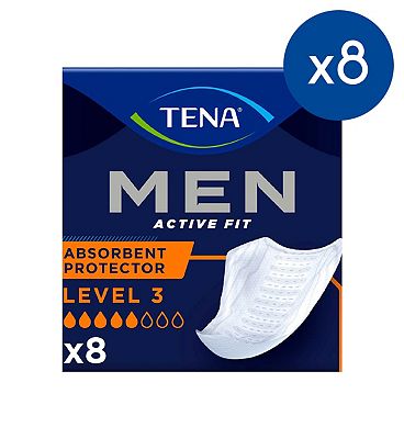 TENA Men Level 3 Incontinence Absorbent - 8 packs of 8 protectors bundle