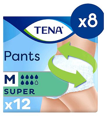 TENA Super Unisex Incontinence Pants  -  Medium - 4 packs of 12 bundle