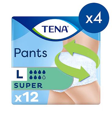TENA Super Unisex Incontinence Pants  - Large - 8 packs of 12 bundle