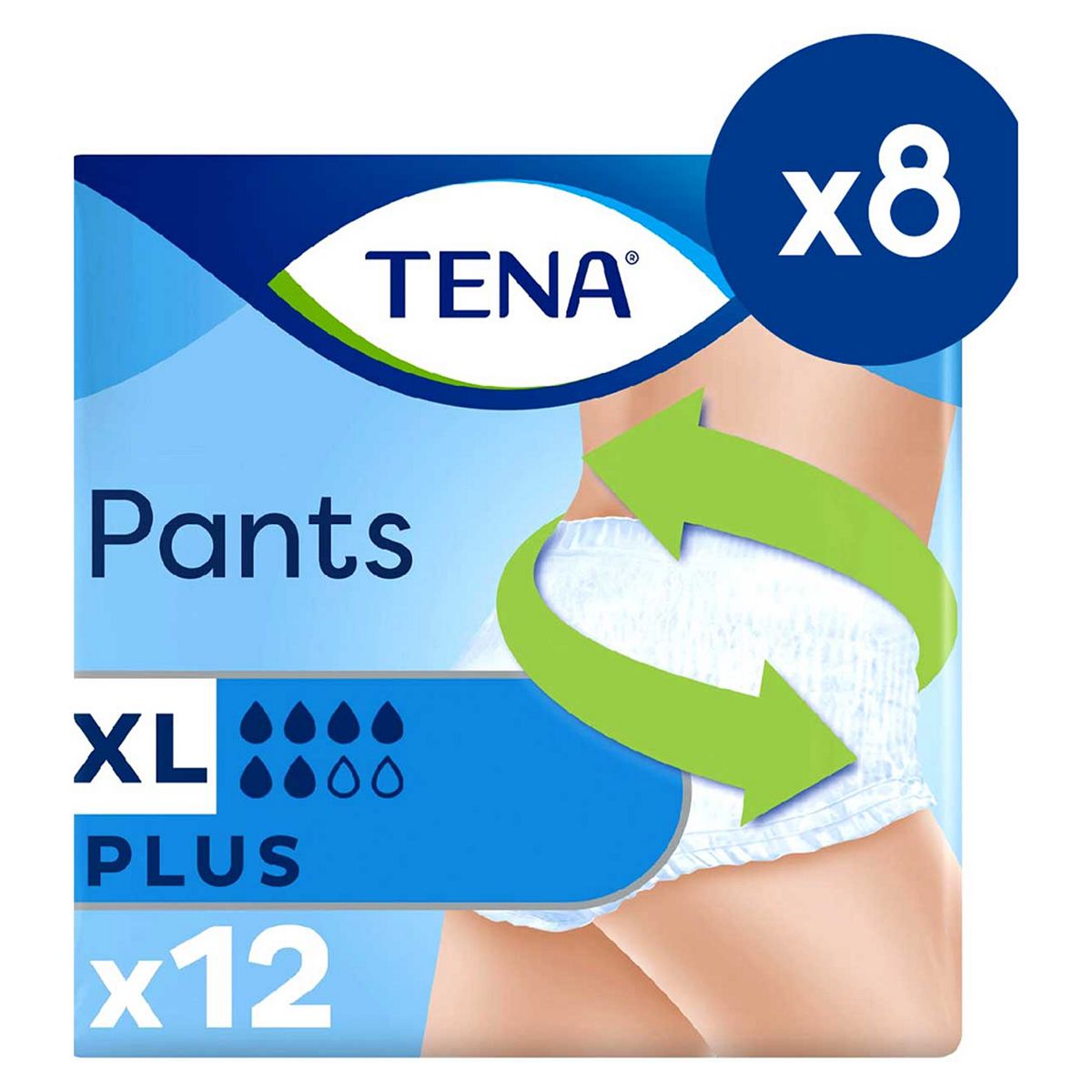 Tena Plus Unisex Incontinence Pants - Extra Large 8 Packs Of 12 Bundle