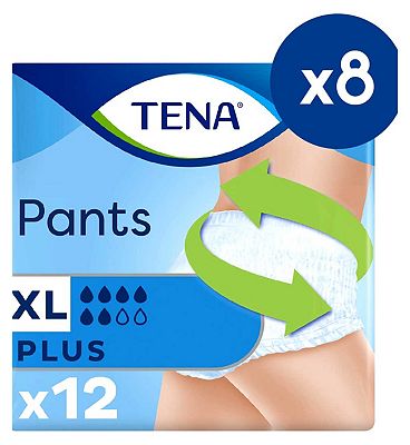 TENA Plus Unisex Incontinence Pants - Extra Large - 8 packs of 12 bundle