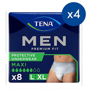 TENA Men Premium Fit Pants Maxi Large/Extra Large - 8 packs of 8 bundle
