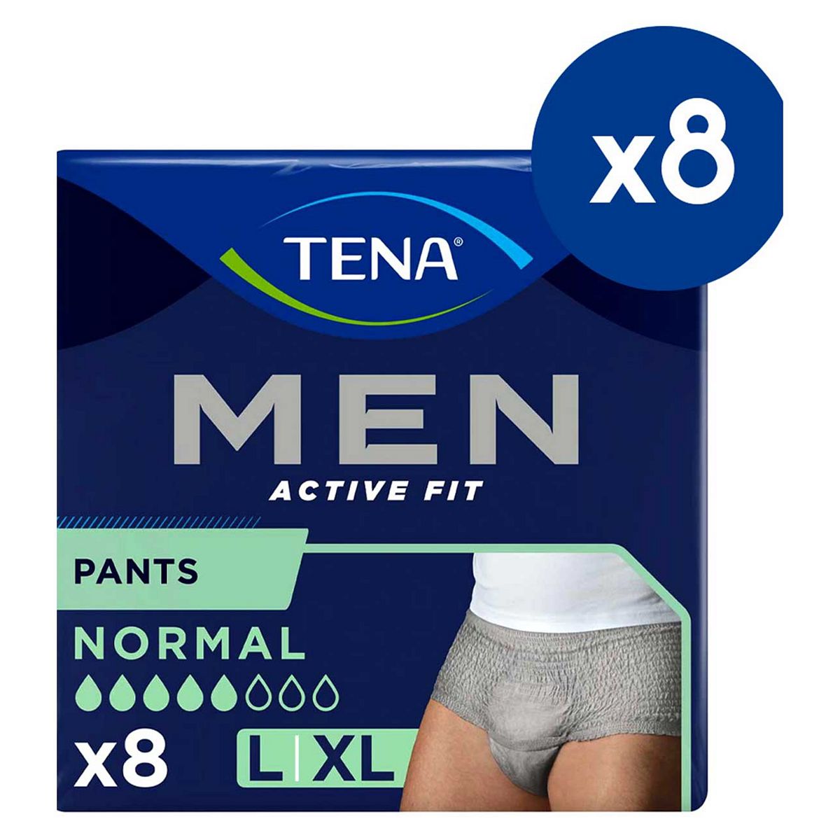 Tena Men Active Fit Incontinence Pants Normal Grey Size Large/extra Large 8 Packs Of Bundle