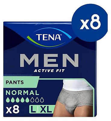 TENA Men Active Fit Incontinence Pants Normal Grey Size Large/Extra Large 4 packs of 8 bundle