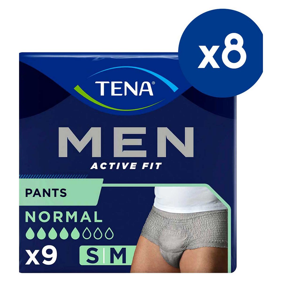 Tena Men Pants Normal Grey Small/medium 8 Packs Of 9 Bundle