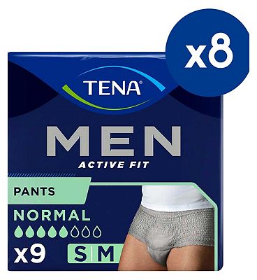 TENA Men Pants Normal Grey Small/Medium 8 packs of 9 bundle