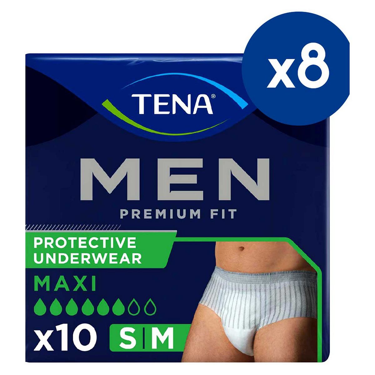 Tena Men Premium Fit Pants Plus Medium - 8 Packs Of 10 Bundle