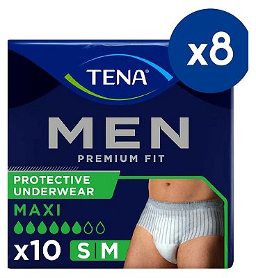 TENA Men Premium Fit Pants Plus Medium - 8 packs of 10 bundle