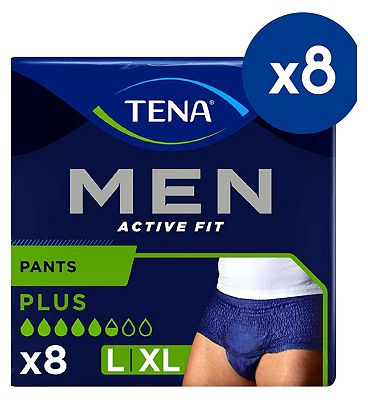 TENA Men Active Fit Pants Plus Large - 8 packs of 8 bundle