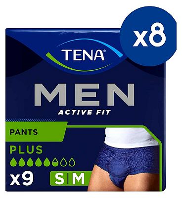 TENA Men Active Fit Pants Plus Medium - 8 packs of 9 bundle