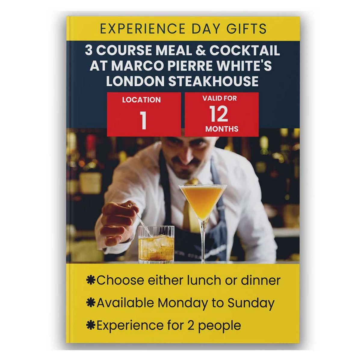 Activity Superstore 3 Course Meal & Cocktail At Marco Pierre White's London Steakhouse Gift Experience