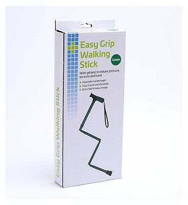 Crest Easy Grip Folding Walking Stick With Gel Handle- Green