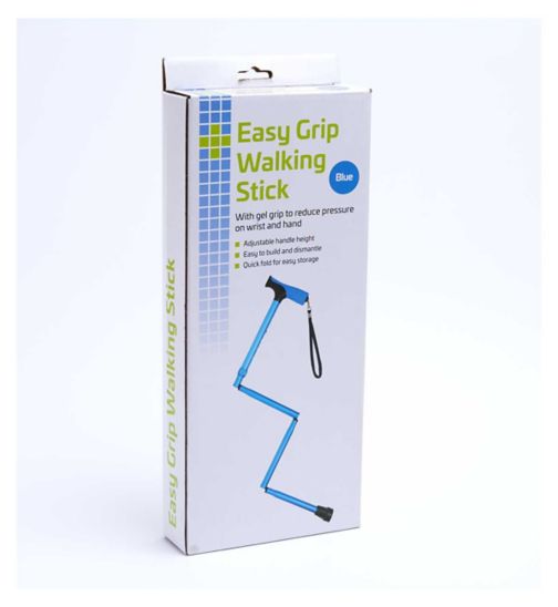 Crest Easy Grip Folding Walking Stick With Gel Handle- Blue