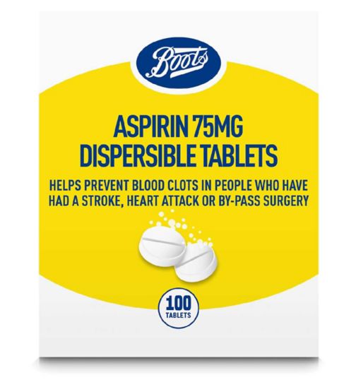 Boots Aspirin 75mg Dispersible Tablets - 100 Tablets