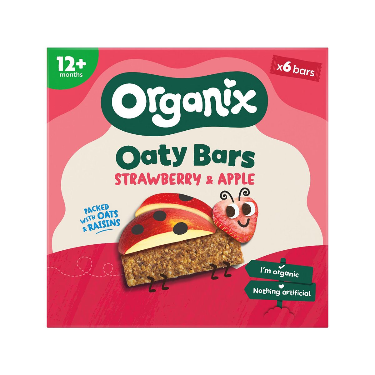 Organix Strawberry & Apple Oaty Bars Toddler Snacks Multipack 6X23g 12 Months+