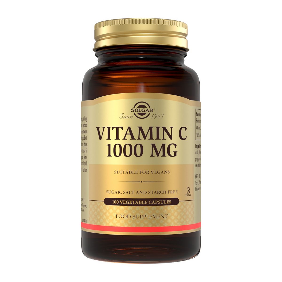 SOLGAR Vitamin C 1000mg | High Strength Vitamin C Immune Support Supplement – 100 Capsules