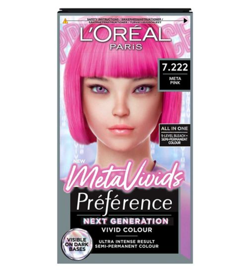 L'Oreal Paris Preference Meta Vivids, Semi-Permanent Hair Colour, Pink 7.222