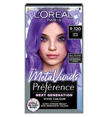 L’Oreal Paris Preference Meta Vivids, Semi-Permanent Hair Colour, Lilac 9.120 242g