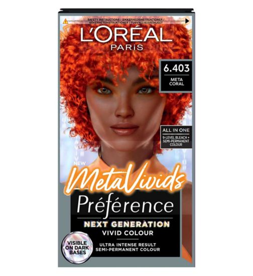L'Oreal Paris Preference Meta Vivids, Semi-Permanent Hair Colour, Coral 6.403 242g
