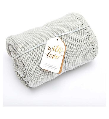 The Little Green Sheep Organic Knitted Cellular Baby Blanket - Dove