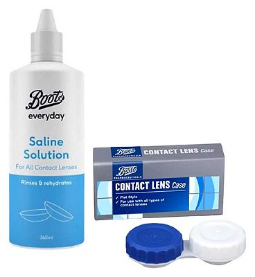 Boots Saline Solution 360ml with Lens Case Bundle