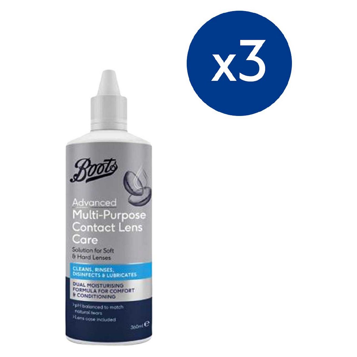   Advanced Multi-Purpose Contact Lens Solution For Soft & Hard Lenses - 3 X 360Ml