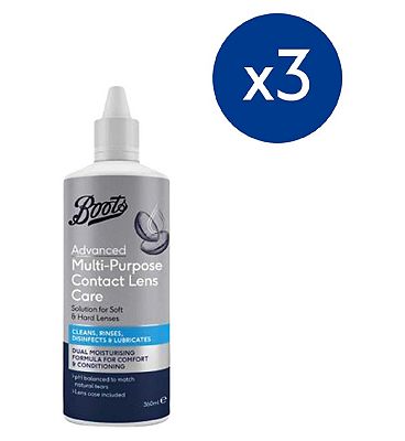 Boots Advanced Multi-purpose Contact Lens Solution For Soft & Hard Lenses - 3 x 360ml