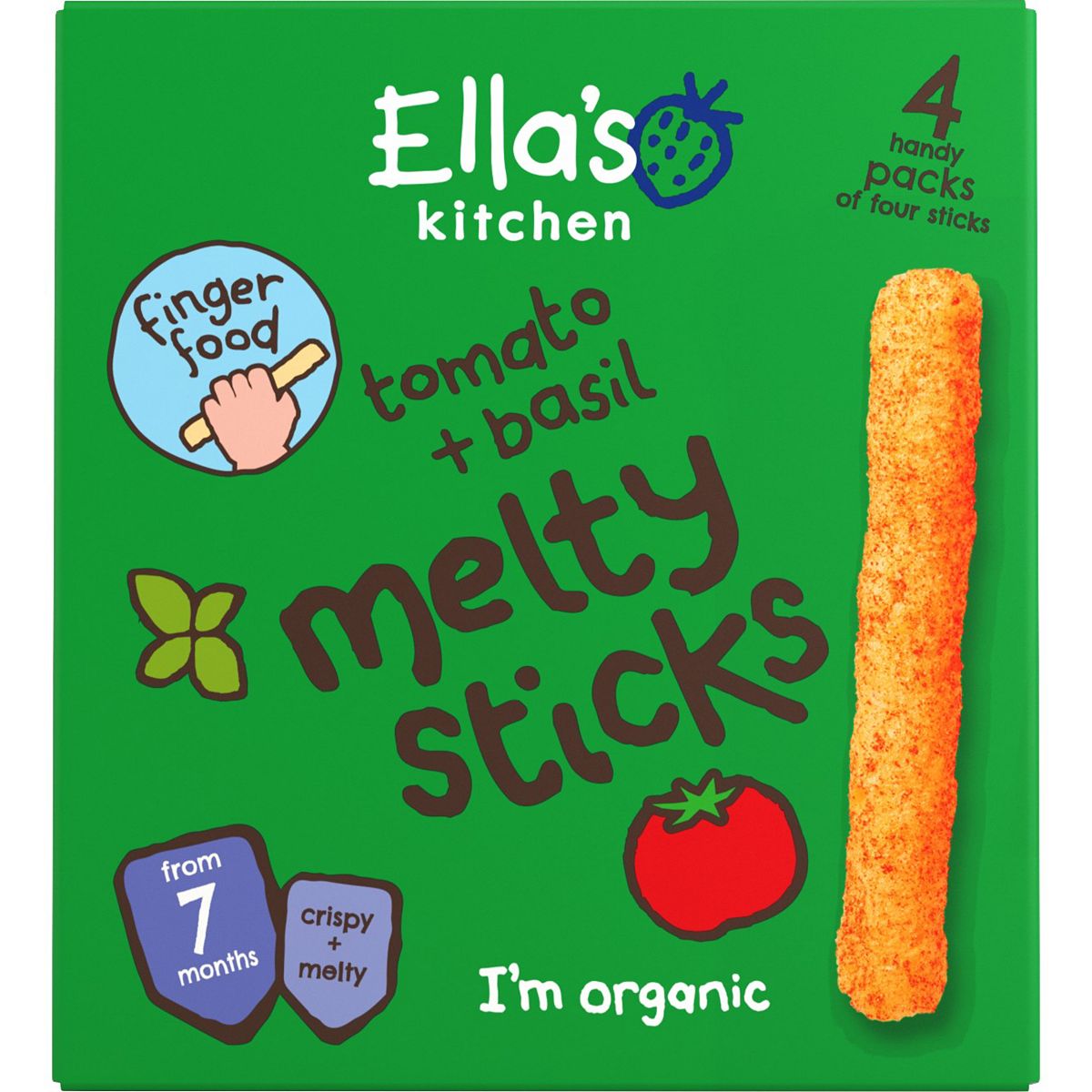 Ella's Kitchen Organic Melty Stick Multi 7 Months Plus Sweetcorn Carrot 6G X 4