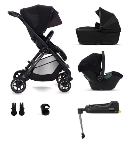 Silver Cross Dune Space Pushchair with First Bed Folding Carrycot and Travel Pack