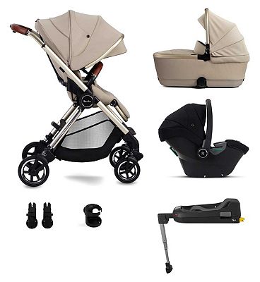 Silver Cross Dune Stone Pushchair with First Bed Folding Carrycot and Travel Pack
