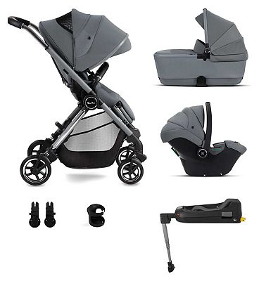 Silver Cross Dune Glacier Pushchair with First Bed Folding Carrycot and Travel Pack