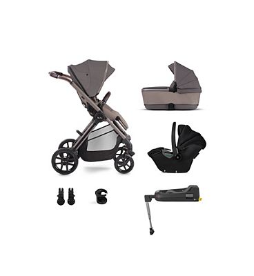 Silver Cross Reef Earth Pushchair with First Bed Folding Carrycot and Travel Pack