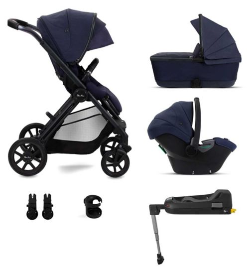 Silver Cross Reef Neptune Pushchair with First Bed Folding Carrycot and Travel Pack