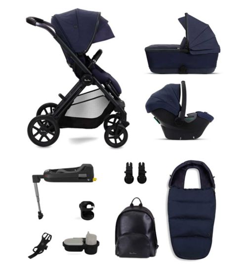 Silver Cross Reef Neptune Pushchair with First Bed Folding Carrycot and Ultimate Pack
