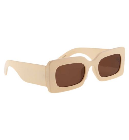 Jeepers Peepers Cream Rectangle Sunglasses