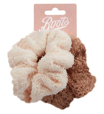 Boots Teddy Scrunchies Cream and Brown 2pk