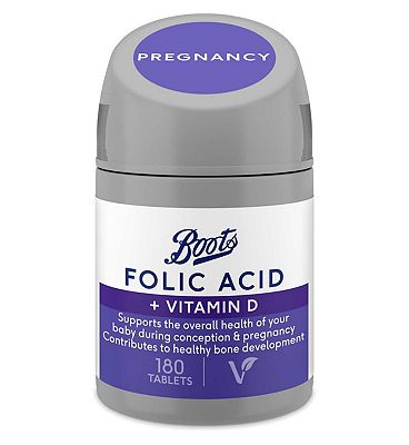 Boots Folic Acid + Vitamin D Tablets - 180 Tablets