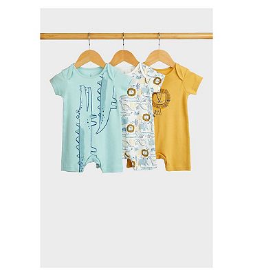BE B 3PK ROMPER/BLUE /up to 10 lbs