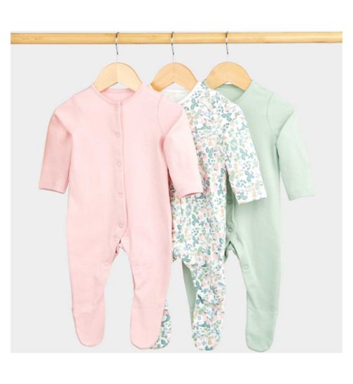 Mothercare Strawberry Baby Sleepsuits - 3 Pack