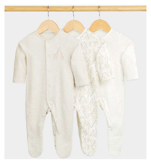Mothercare Giraffe Baby Sleepsuits - 3 Pack