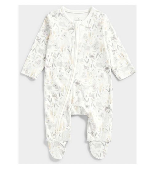 Mothercare Safari Zip-Up Baby Sleepsuit