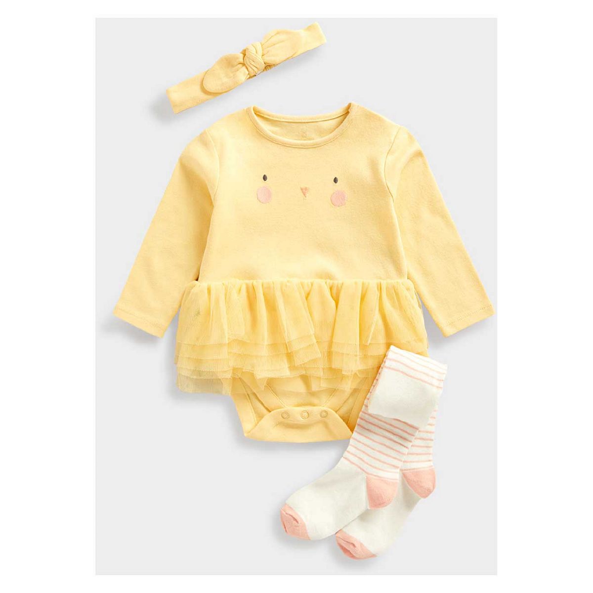 Mothercare Easter Chick Tutu Bodysuit Outfit Set, 1 - 3 Months Multicolor