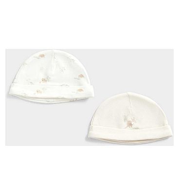 MFU KAF 2PK HAT/WHITE/1-3 Months