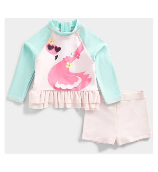 Mothercare Flamingo Sunsafe Rash Vest and Shorts Set UPF50+