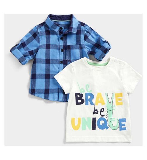 Mothercare Checked Shirt and T-Shirt Set
