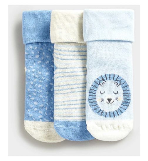 Mothercare Lion Terry Baby Socks - 3 Pack
