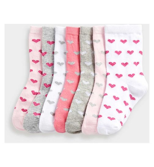 Mothercare Glitter Heart Socks - 7 Pack